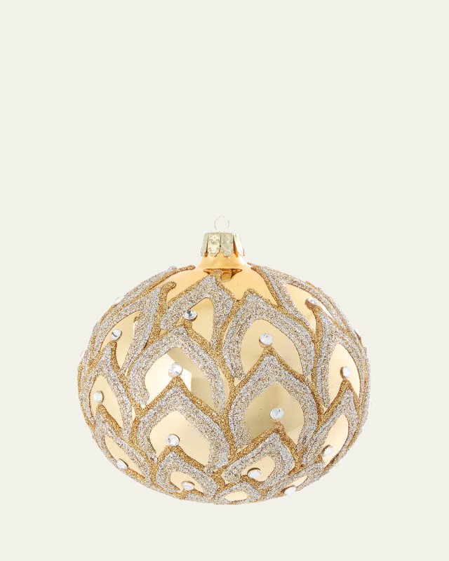 Art Deco Shiny Gold Ball Ornament